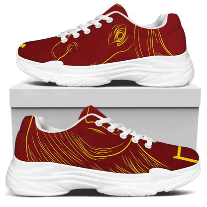 Chinese Horoscope Ox Sign Print White Chunky Shoes