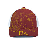 Chinese Horoscope Ox Sign Print White Mesh Trucker Cap