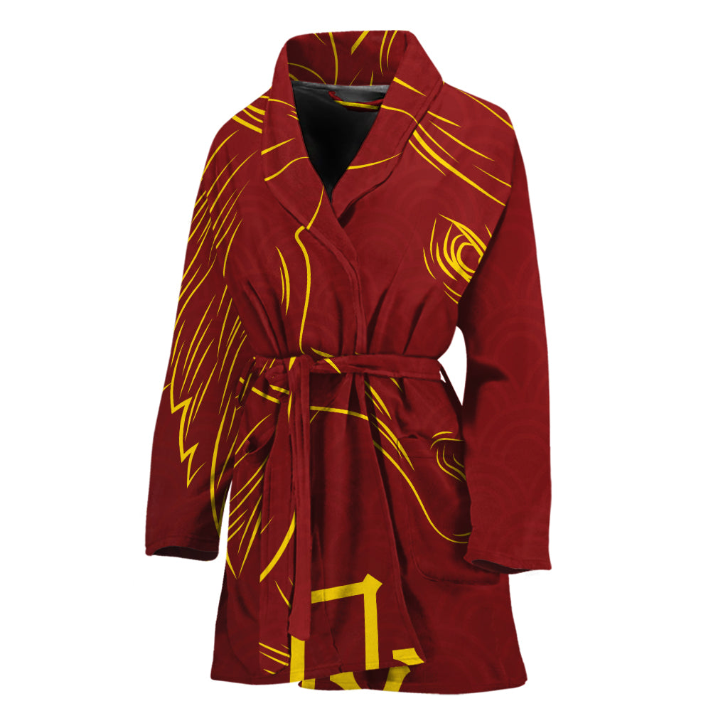 Chinese Horoscope Ox Sign Print Women's Bathrobe