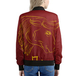 Chinese Horoscope Ox Sign Print Women's Bomber Jacket
