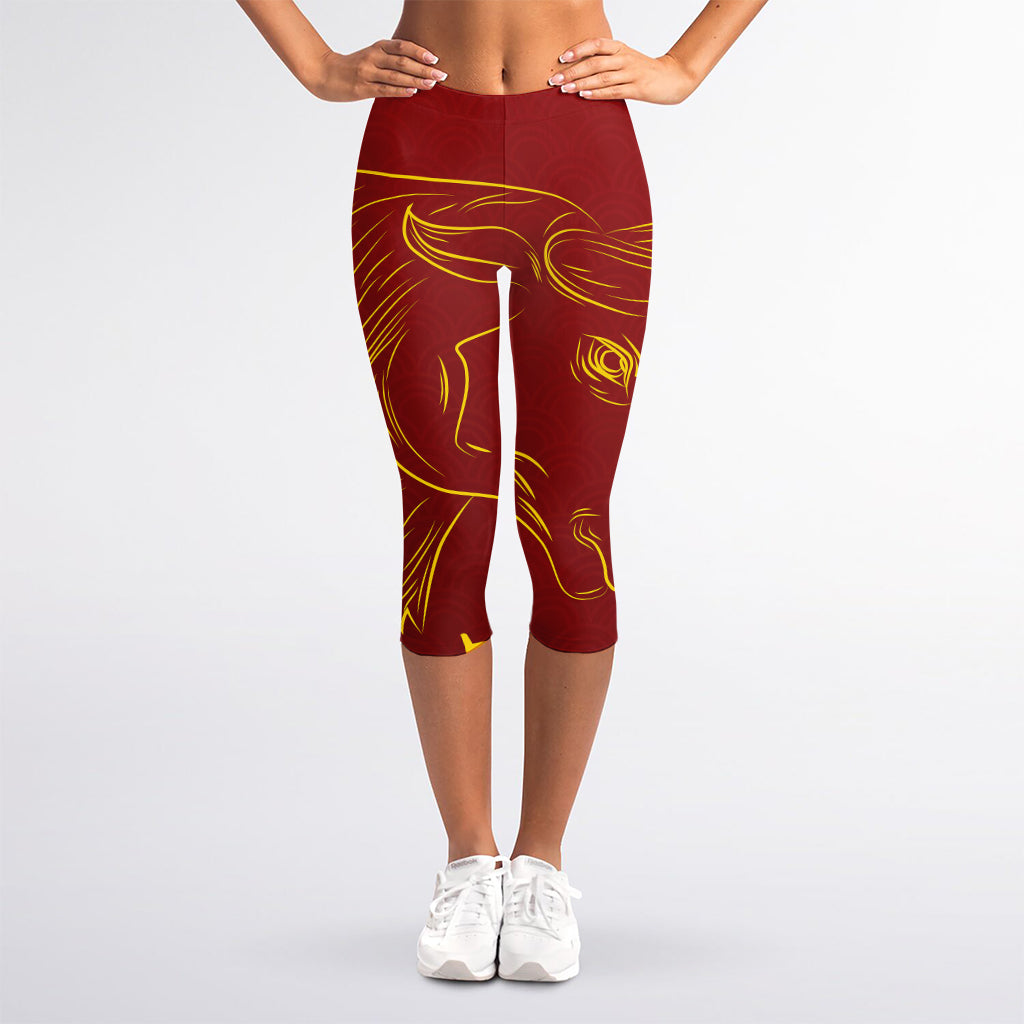 Chinese Horoscope Ox Sign Print Women's Capri Leggings