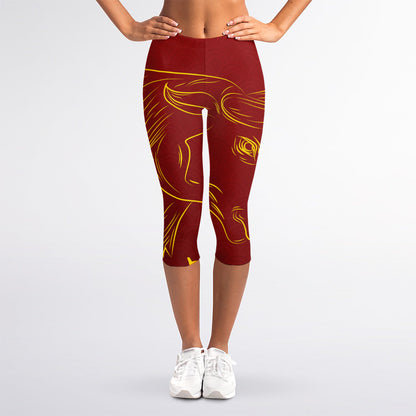 Chinese Horoscope Ox Sign Print Women's Capri Leggings