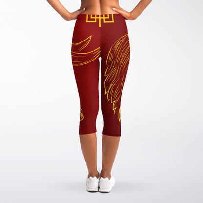 Chinese Horoscope Ox Sign Print Women's Capri Leggings