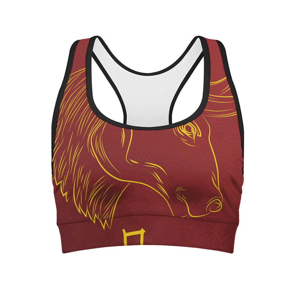 Chinese Horoscope Ox Sign Print Women's Sports Bra
