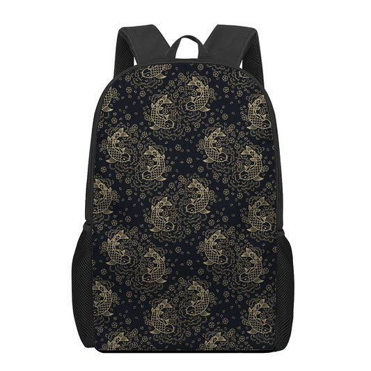 Chinese Koi Carp Pattern Print 17 Inch Backpack