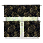 Chinese Koi Carp Pattern Print 3 Piece Kitchen Curtains