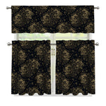 Chinese Koi Carp Pattern Print 3 Piece Kitchen Curtains