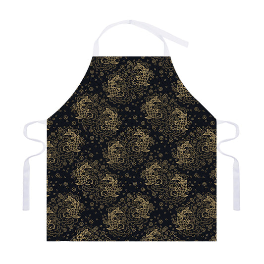 Chinese Koi Carp Pattern Print Adjustable Apron