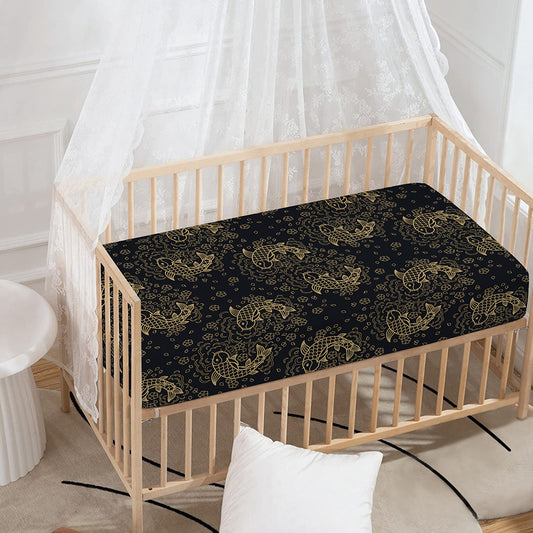 Chinese Koi Carp Pattern Print Baby Crib Sheet
