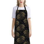 Chinese Koi Carp Pattern Print Bib Apron With Pocket
