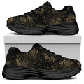 Chinese Koi Carp Pattern Print Black Chunky Shoes