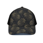 Chinese Koi Carp Pattern Print Black Mesh Trucker Cap