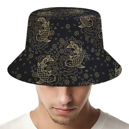 Chinese Koi Carp Pattern Print Bucket Hat