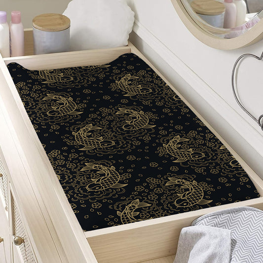 Chinese Koi Carp Pattern Print Changing Pad Cover