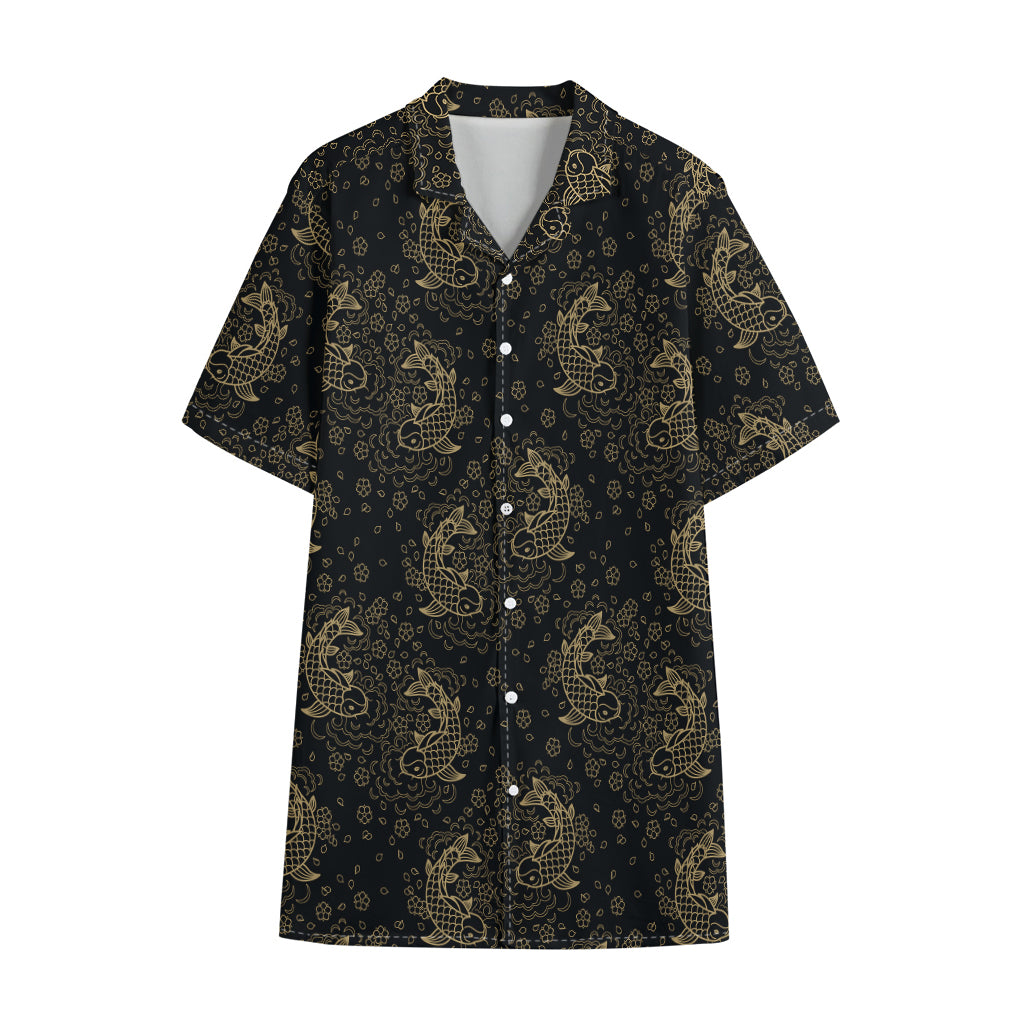 Chinese Koi Carp Pattern Print Cotton Hawaiian Shirt