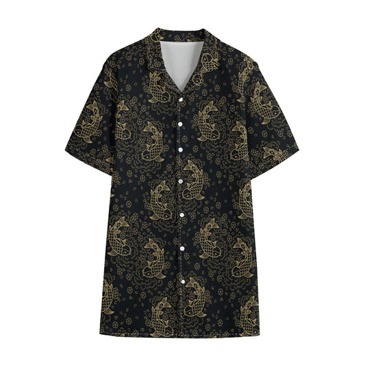 Chinese Koi Carp Pattern Print Cotton Hawaiian Shirt