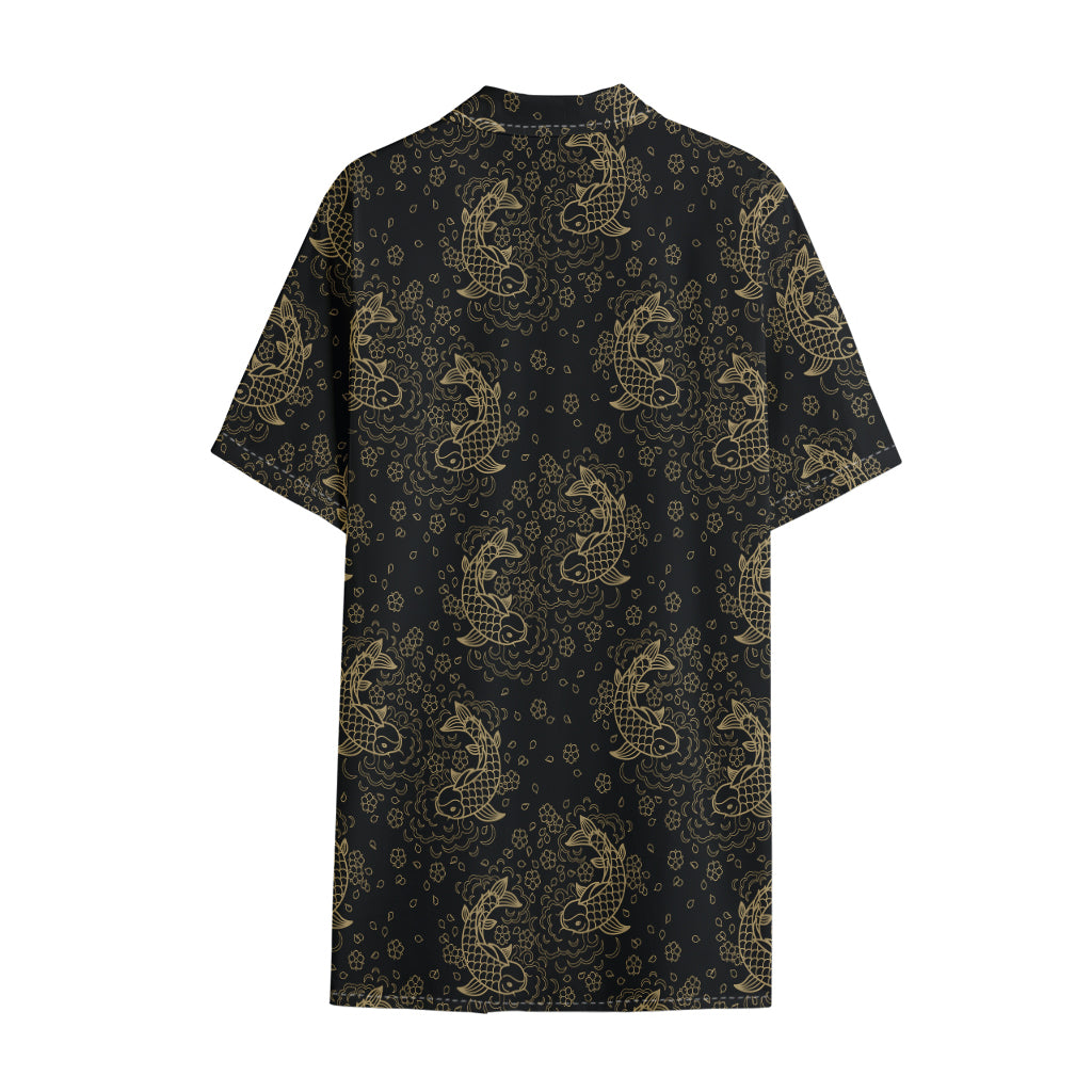 Chinese Koi Carp Pattern Print Cotton Hawaiian Shirt