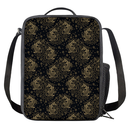 Chinese Koi Carp Pattern Print Crossbody Lunch Bag