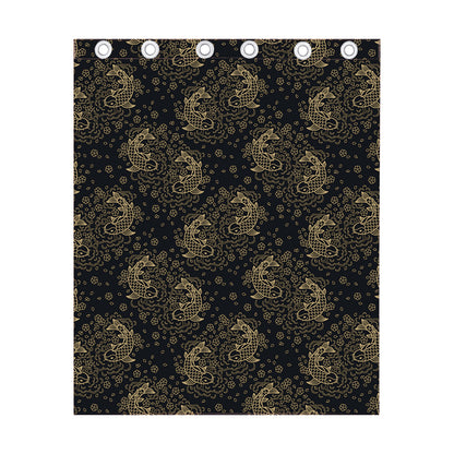 Chinese Koi Carp Pattern Print Curtain