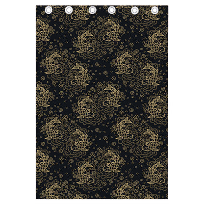 Chinese Koi Carp Pattern Print Curtain