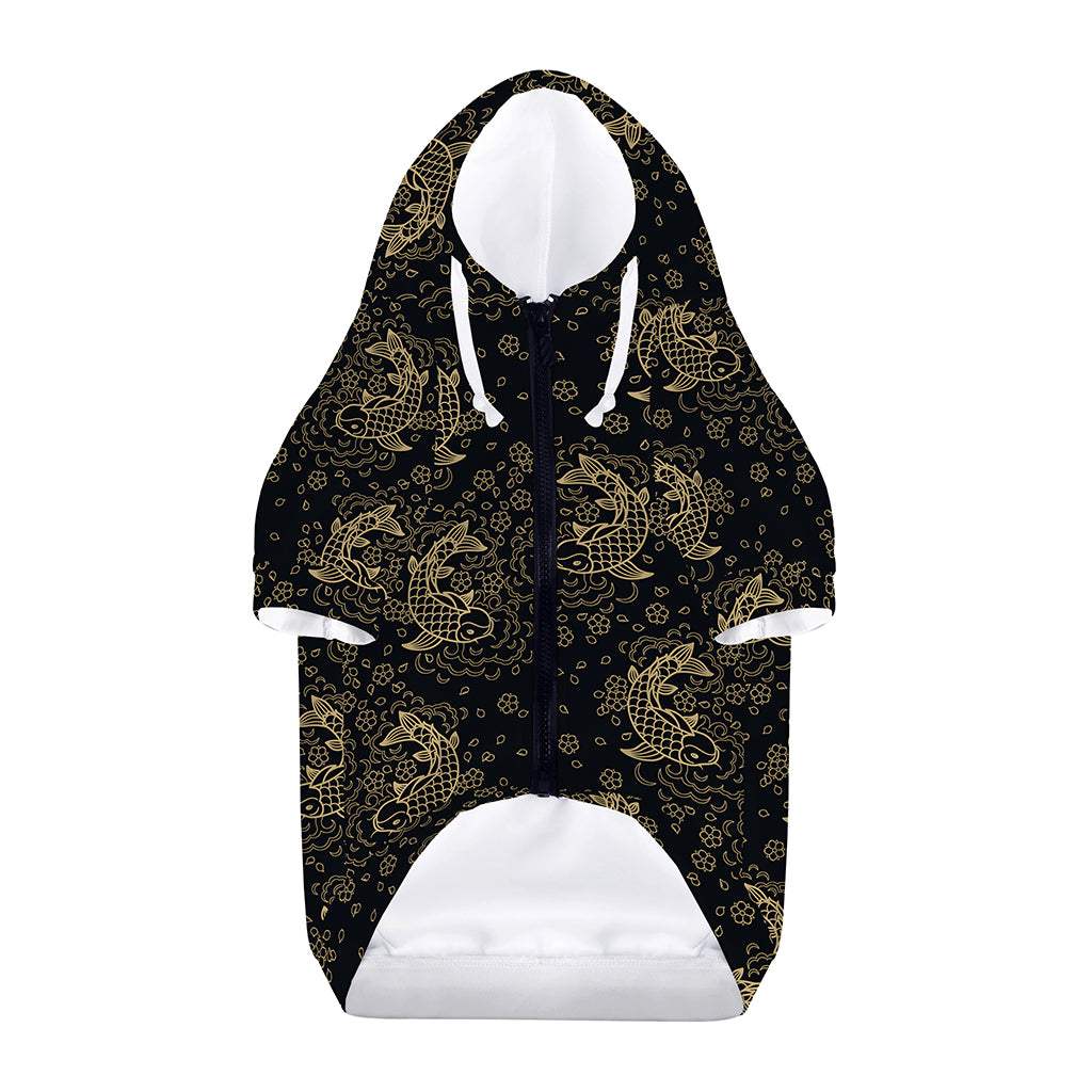 Chinese Koi Carp Pattern Print Dog Zip Up Hoodie
