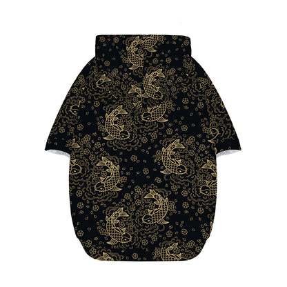 Chinese Koi Carp Pattern Print Dog Zip Up Hoodie
