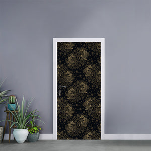 Chinese Koi Carp Pattern Print Door Sticker