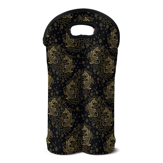 Chinese Koi Carp Pattern Print Double Neoprene Wine Tote
