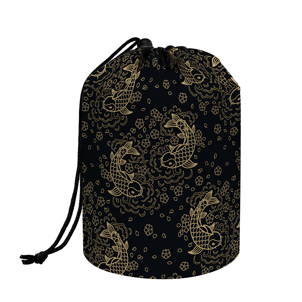 Chinese Koi Carp Pattern Print Drawstring Makeup Bag