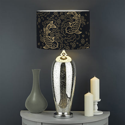 Chinese Koi Carp Pattern Print Drum Lamp Shade