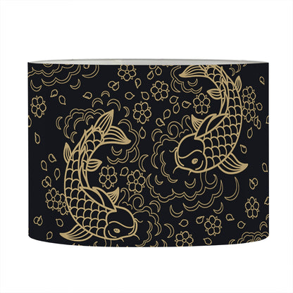 Chinese Koi Carp Pattern Print Drum Lamp Shade
