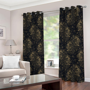 Chinese Koi Carp Pattern Print Extra Wide Grommet Curtains