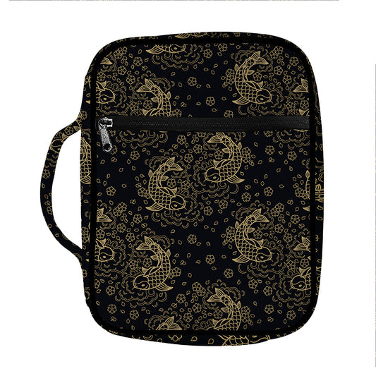 Chinese Koi Carp Pattern Print Front Pocket Bible Bag