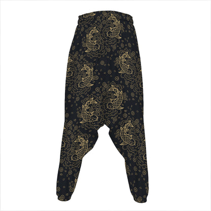 Chinese Koi Carp Pattern Print Hammer Pants