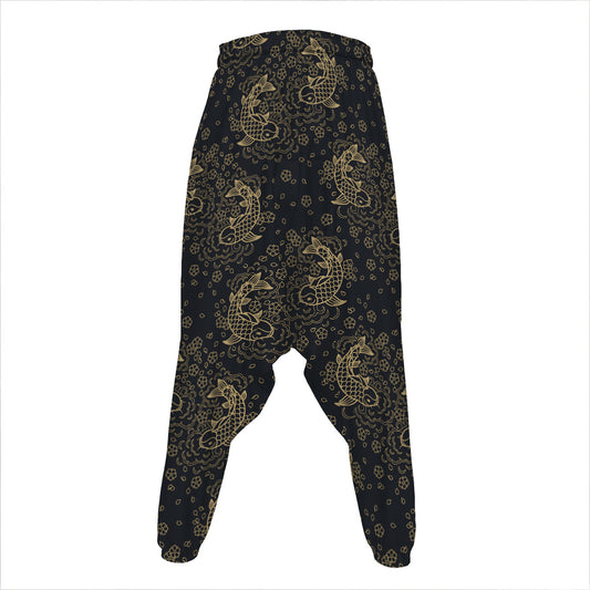 Chinese Koi Carp Pattern Print Hammer Pants