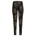 Chinese Koi Carp Pattern Print High-Waisted Pocket Leggings