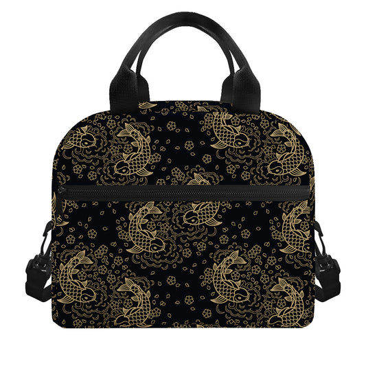 Chinese Koi Carp Pattern Print Insulated Lunch Bag