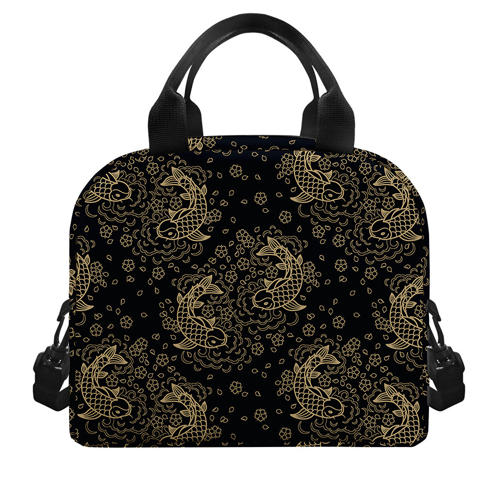 Chinese Koi Carp Pattern Print Insulated Lunch Bag