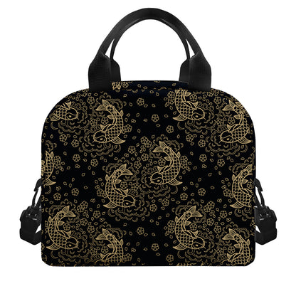 Chinese Koi Carp Pattern Print Insulated Lunch Bag