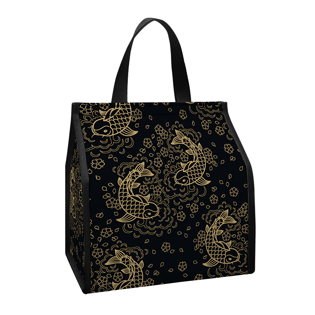 Chinese Koi Carp Pattern Print Insulated Lunch Tote