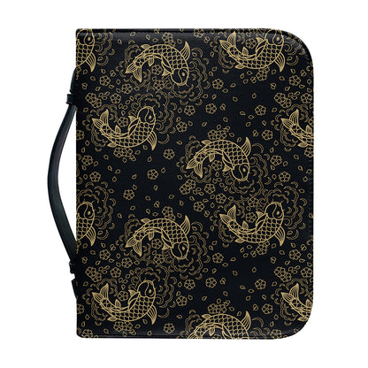 Chinese Koi Carp Pattern Print Leather Bible Cover