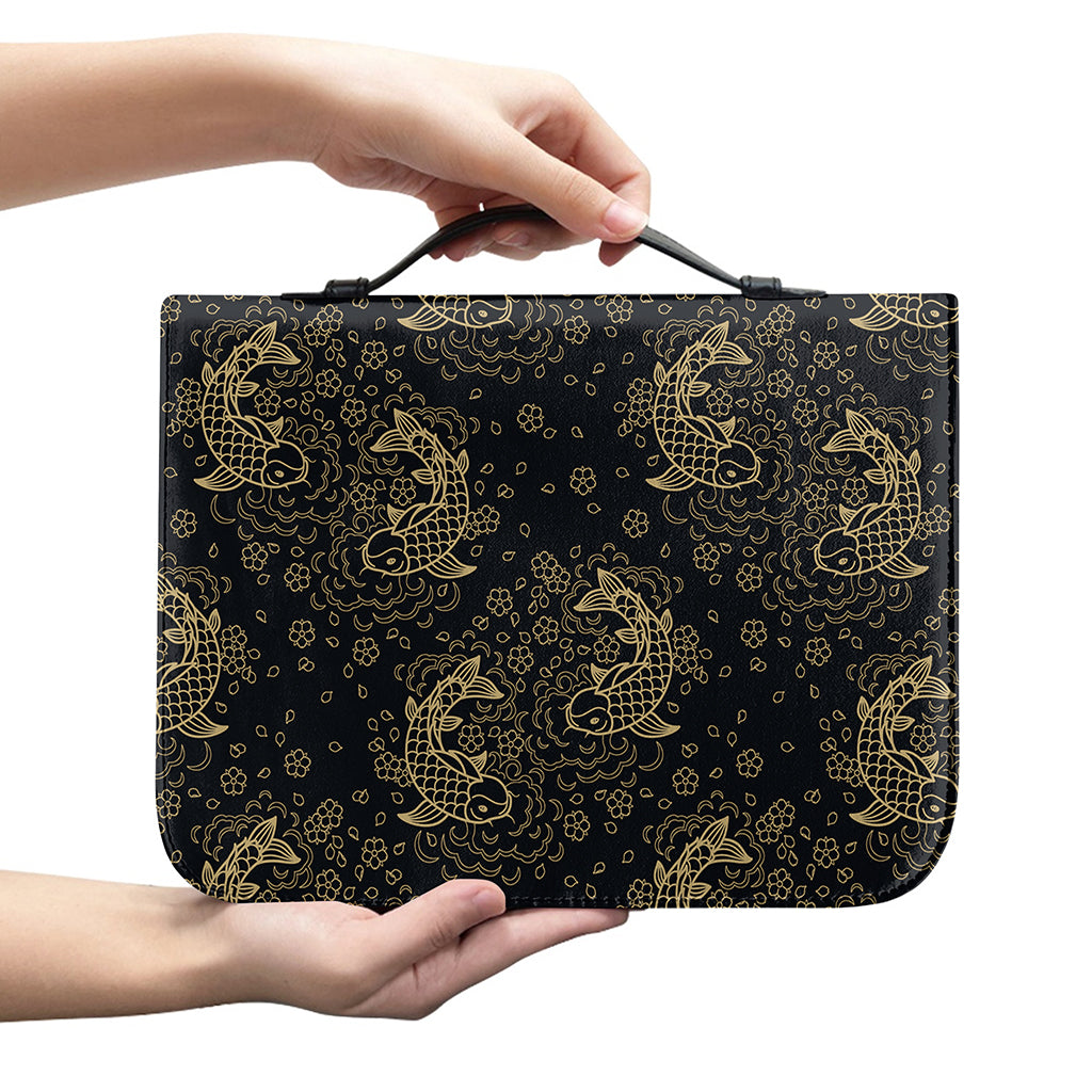 Chinese Koi Carp Pattern Print Leather Bible Cover