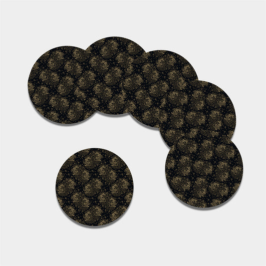 Chinese Koi Carp Pattern Print Leather Coaster Set