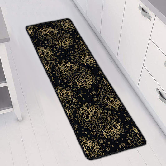 Chinese Koi Carp Pattern Print Long Kitchen Mat