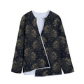 Chinese Koi Carp Pattern Print Long Sleeve Short Coat