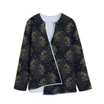 Chinese Koi Carp Pattern Print Long Sleeve Short Coat