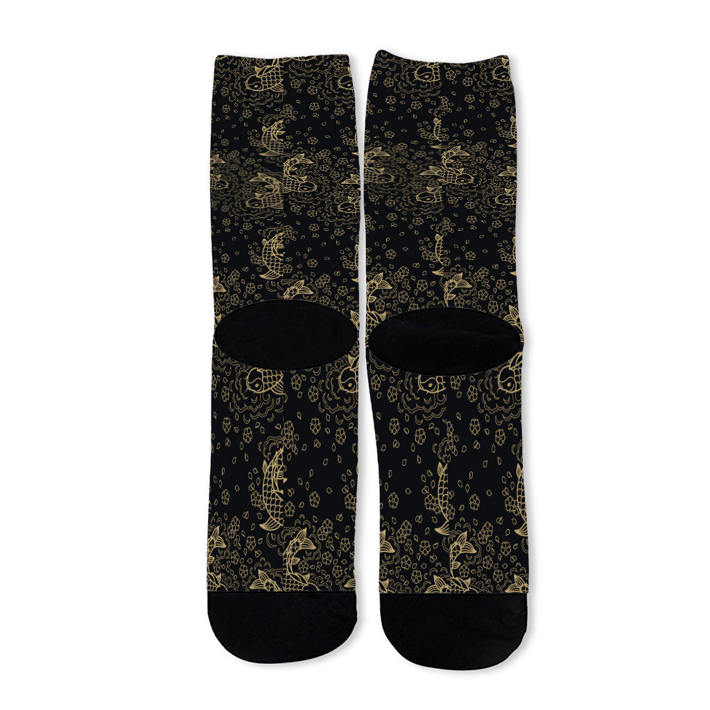 Chinese Koi Carp Pattern Print Long Socks