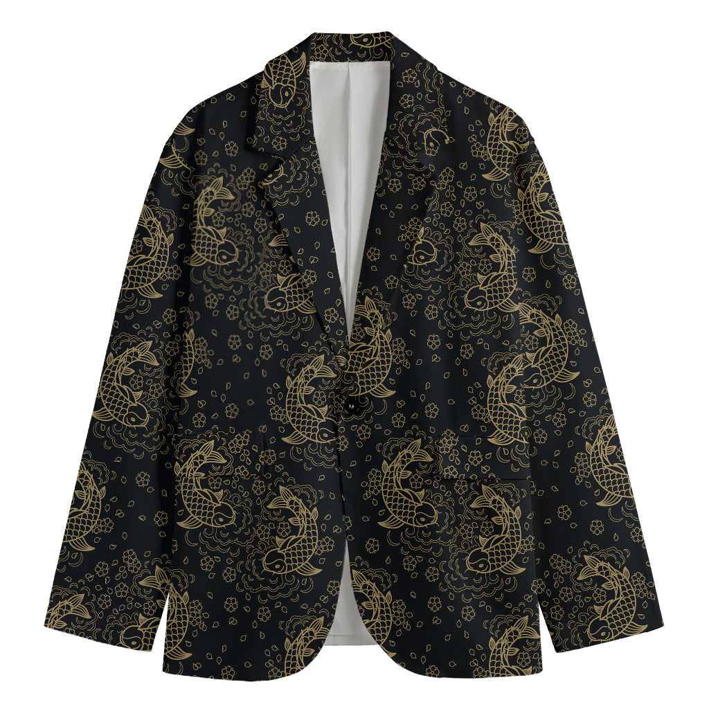 Chinese Koi Carp Pattern Print Men's Blazer