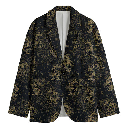 Chinese Koi Carp Pattern Print Men's Blazer