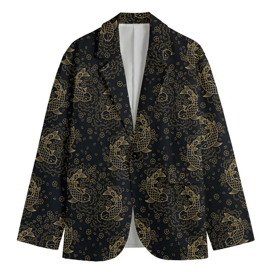 Chinese Koi Carp Pattern Print Men's Blazer